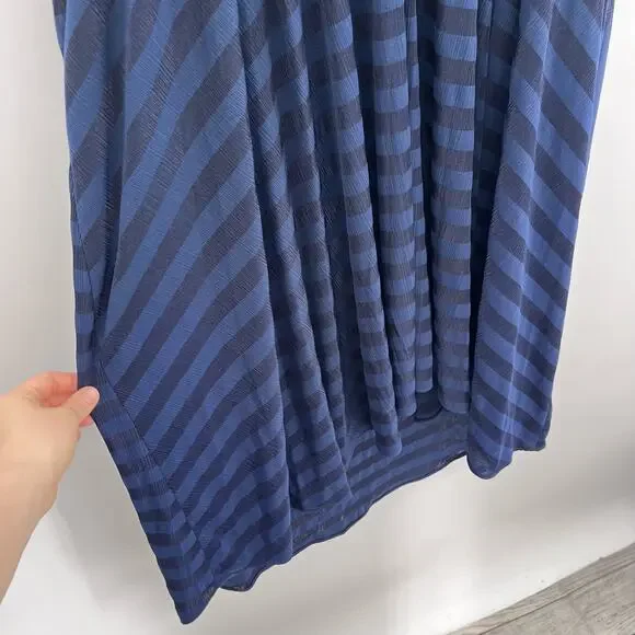 Gabby Skye Midi Striped Blue Dress Womens Medium Pockets - Picture 3 of 10